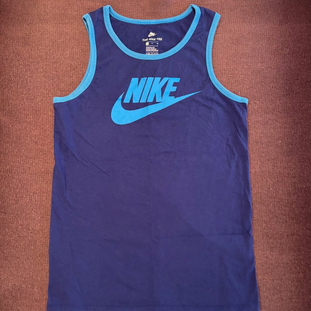 Nike Blue Sleeveless Logo Tank Top Muscle Tee